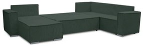 Univerzális, kihúzható U-alakú sarokülőgarnitúra LONDON, zöld
