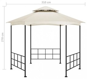 krémszínű pavilon oldalfalakkal 3,1 x 2,7 m