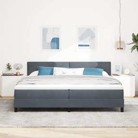 Boxspring Ágy Matraccal és LED-del Sötétszürke 200x200 cm Bársony