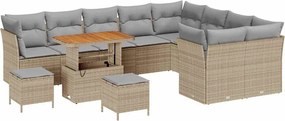 vidaXL Kerti Kanapé Szett 12 pcs Bézs polirattan