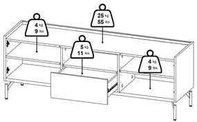 Barna TV-állvány tölgyfa dekorral 147x54x41 cm Bergen – Tvilum