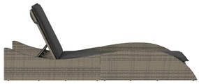 szürke polyrattan napozóágy párnával 60x205x73 cm