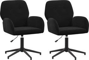 vidaXL Forgós Íróasztali Székek 2 db 54 x 55 x 90 cm Fekete Bársony
