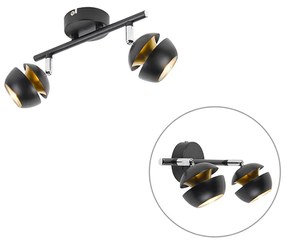 Modern spotlámpa 2-lámpás fekete arany belsővel - Buell Deluxe