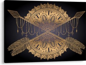 Kép - Arany mandala nyilakkal (70x50 cm)