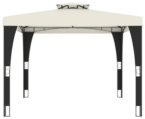krémszínű acél dupla tetős pavilon 2,98 x 2,98 m