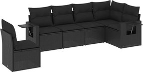vidaXL 6 részes fekete polyrattan kerti ülőgarnitúra párnákkal