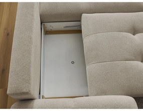 Bézs zsenília kinyitható-tárolóhelyes sarokkanapé (jobb oldali-heverő résszel) Roxelane – Bobochic Paris