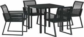 vidaXL Kert étkező szett 5 pcs Fekete Porszórt acél