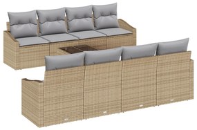 7 darabos kanapé szett párnákkal Bézs Poli rattan