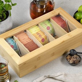 Kesper 58900 Bambusz tea tároló, 5 rekesz, 36 x 20x 9 cm