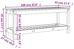 fekete tömör fenyőfa kerti pad 108x35x45 cm