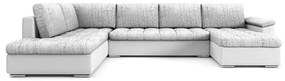 VEGAS 315/190 U alakú kinyitható kanapé Világos szürke / fehér ökobőr Bal