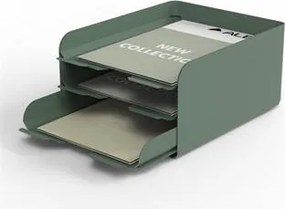 Irattálca, fém, 3 részes, ALBA, zöld (IAL35)