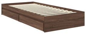 vidaXL Tárolós Ágy fejtámlával fiókkal Barna Tölgy 90 x 200 cm Faanyag
