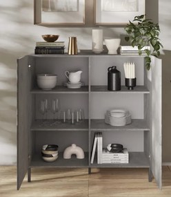 SNAKE kétajtós komód, antracitszürke testtel és antracitszürke, díszített mintázatú előlapokkal