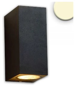 Kültéri falra szerelhető lámpa, 2xGU10 foglalattal, IP54, 6,x9,3x15cm, fekete