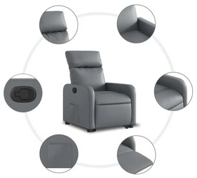 vidaXL szürke műbőr felállást segítő dönthető fotel