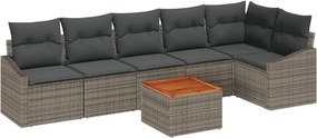 vidaXL Kerti Kanapé Szett tárolóval 7 pcs Szürke polirattan
