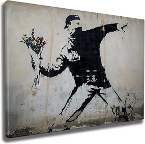 WY18 Banksy Virágdobáló vászonkép, 50 x 70 cm