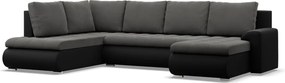Tokio U sarokkanapé, 3 ágyneműtartóval, bársony + műbőr, baloldali, szürke - fekete