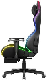 Gamer szék, Force lábtartóval fekete RGB
