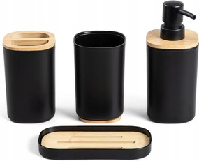 Fürdőszoba szett Tula 4 el. fekete bambusz Homla