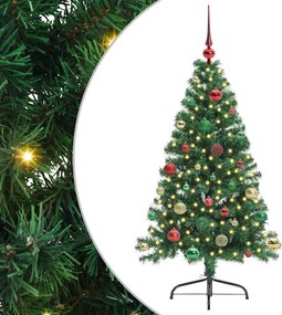 vidaXL Mesterséges, előre világított karácsonyi fa Zöld 150 cm PVC