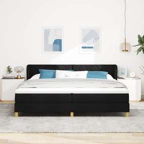 Boxspring Ágy Matracokkal - Fekete, 200x200 cm, Szövet
