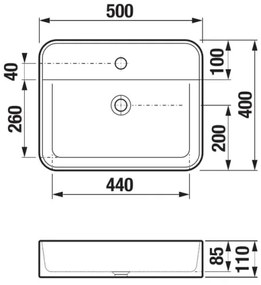 JIKA H8183620001111 - ASTRA 50x40 cm kerámia mosdó, fehér, asztalra