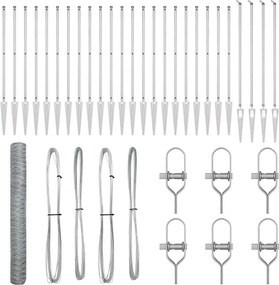 vidaXL Kerítésoszlop Ezüst 50 x 1,4 m (36 mm rácsos) Acél
