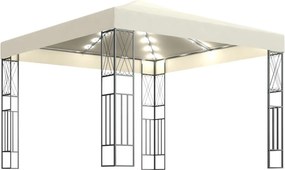 vidaXL krémszínű szövet pavilon LED fényfüzérrel 3 x 3 m