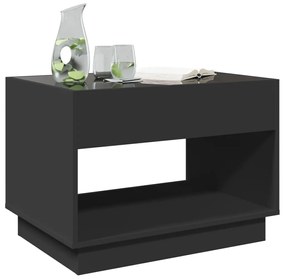 Fekete végtelen hatású LED-es dohányzóasztal 70 x 50 x 50 cm