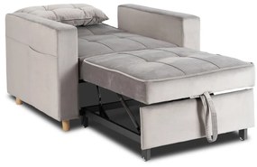 Ágyazható Fotel Szürke Bársony Kárpittal. SOLOR