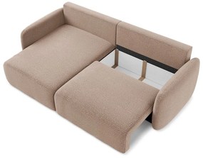 Világosbarna kinyitható-tárolóhelyes sarokkanapé (bal oldali) Kalena – Makamii