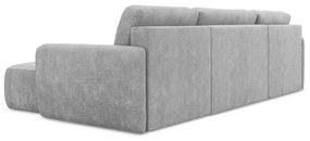 Világosszürke zsenília kinyitható-tárolóhelyes sarokkanapé (U alakú) Lilo – Makamii