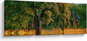 Zsiráf a természetben képe (órával) (90x30 cm)