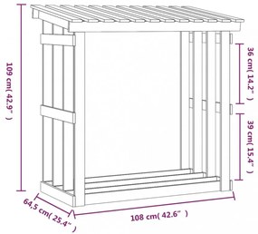 vidaXL fehér tömör fenyőfa tűzifatartó állvány 108x64,5x109 cm