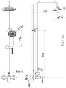 Aqualine - Zuhanygarnitúra csappal LOTTA matt fekete