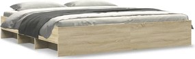 vidaXL sonoma tölgy színű szerelt fa ágykeret matrac nélkül 180x200 cm
