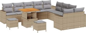 vidaXL Kerti Kanapé Szett 13 pcs Bézs polirattan