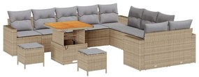 vidaXL Kerti Kanapé Szett 13 pcs Bézs polirattan