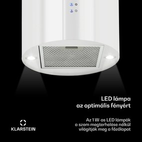 Klarstein Barett, sziget páraelszívó, Ø 35 cm, légkeringetés, 560 m³/ó, LED, aktívszén szűrő, fehér