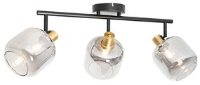Mennyezeti spotlámpa fekete füstüveggel, hosszúkás, 3-lámpás - Zuzanna