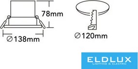 UNIVERSO LED süllyestett lámpa 20w 2000lm CCT.Kap 24° IP20 alumínium D138x78mm/D120mm