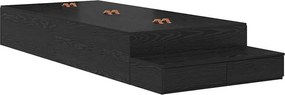 vidaXL Ágykeret tárolóval fiókkal tárolóval Fekete tölgy 80 cm Faanyag