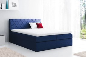 Perez kényelmes kárpitozott ágy 160x200, kék + TOPPER