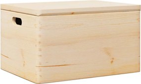 vidaXL Fa doboz fedéllel és fogantyúkkal 40x30x23 cm tömör fa fenyő