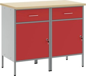 vidaXL Munkaszekrény fiókkal 2 pcs Piros és Szürke 100 x 55 x 85 cm