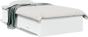 vidaXL fehér szerelt fa ágykeret fiókokkal 75x190 cm